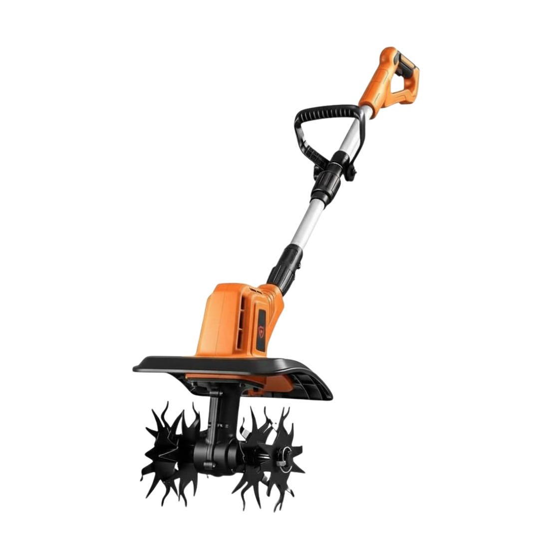 Cultivador Elétrico Terrox Sem Fio Com Lâminas de Aço Inoxidável e Bateria Dupla + BRINDE: Kit 10 Ferramentas